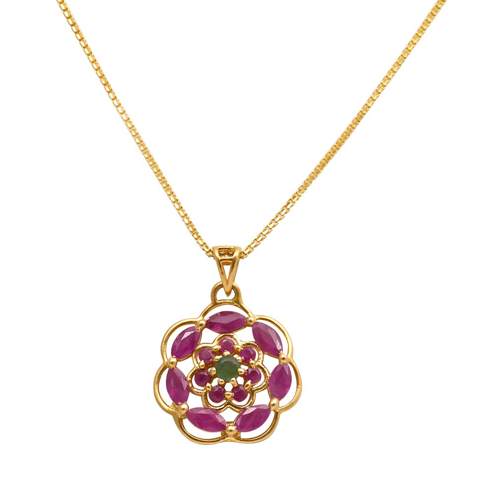 JoyalukkasWomen's Ratna Collections 22K (916) Yellow Gold And Emerald Pendant