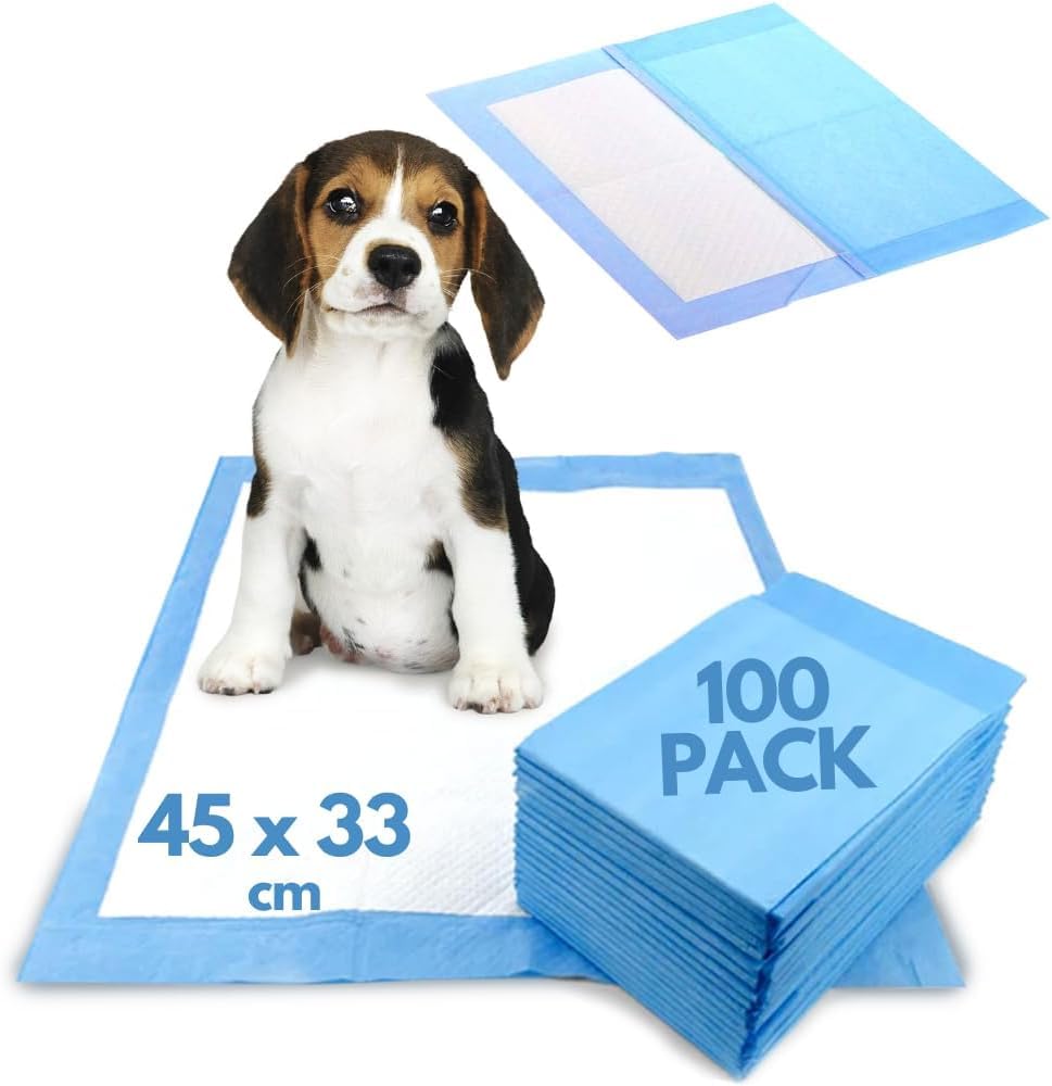 Discount Seller Small Size Puppy Pads (100 Pack, 45x33cm) - Disposable Dog Training Pads, Highly Absorbent, Disposable and Leakproof Premium Quality 6 Layered Protected Anti-Slip Dog Pee Pads