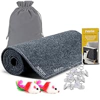 Petprive Tappeto Tiragraffi per Gatti Grandi e Piccolo 300x40cm XL Autoadesivo, Grigio Bluastro, Protezione Divano e Mobili con Giocattolo - Tiragraffi Per Gatti Adulti Xxl - Protezione Divano Graffi