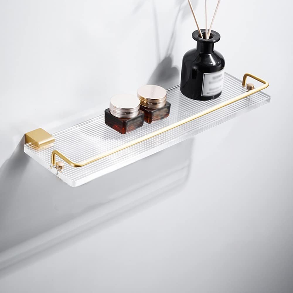 SDGBCXD bathroom shelves, Wall-Mounted Floating Storage Rack for Cosmetics, Towels & Spices - 50cm Durable Organizer, Space-Saving Design(40cm no Rod)