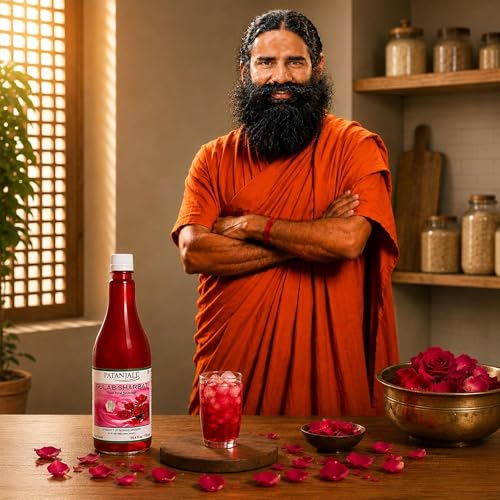 Image of Patanjali Gulab Sharbat Bottle, 750ml