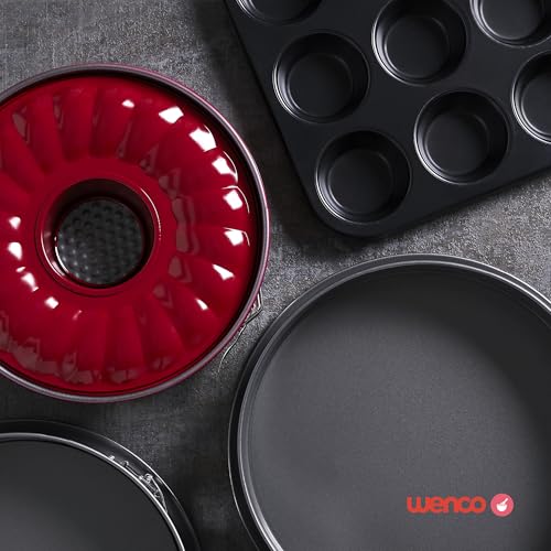 Foto von wenco Muffinform 12er – antihaft Backblech / Spülmaschinengeeignet / Karbonstahl – Muffinblech für 12 Muffin – Hitzebeständig bis 220°C, nur wenig Fett oder Butter zum Backen benötigt