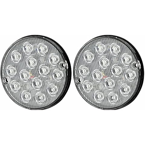 BRAVECOW 2PCS 3" Round LED Trailer Tail Lights IP67 Waterproof 14LED Stop Brake Lights for Truck Trailer RV Jeep (Red) Cover