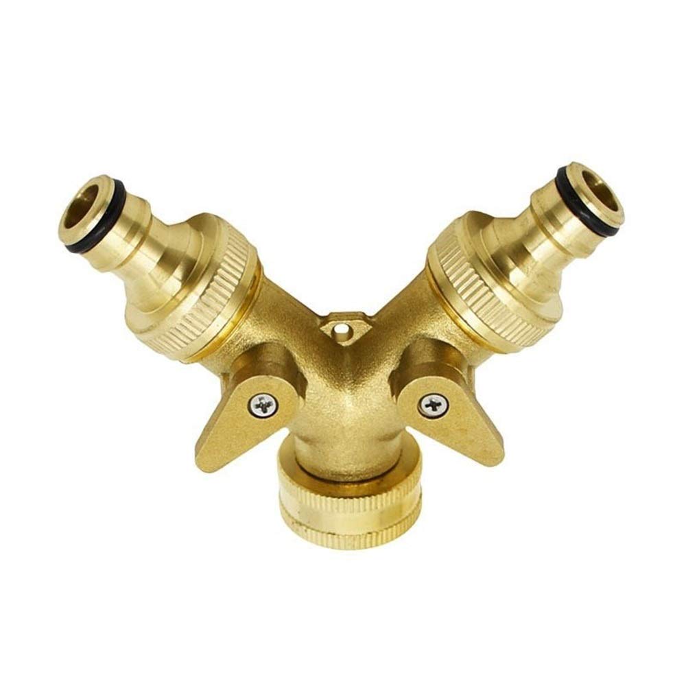 Control Valve, Hose Fitting, Brass Garden Tap 2 Way Tap Irrigation Valve Hose Pipe Splitter, Quick Connector Female Thread G3/4 1pcs