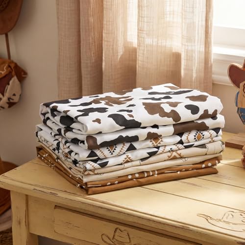 Image of VitalCozy 4 Pcs Aztec Western Crib Sheet Set Newborn Bedding Nursery Baby Sheets for Girl Boys Baby Gifts for Standard Crib and Toddler Mattresses, 52 x 28 x 8 Inches
