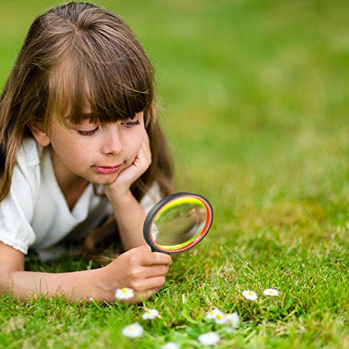 2Pcs 10X Handheld Magnifying Glass Authentic For Kids Seniors, 75Mm Thickened Magnifying Lens & Non-Slip Handle With Rope Reading Magnifier For Book Reading, Hobby Observation, Science (Purple+Orange) #TOP6