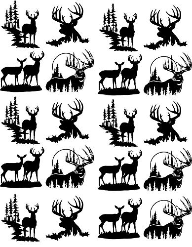 Deer Silhouettes - 89296 - Ceramic Decal - Enamel Decal - Glass Decal - Waterslide Decal - 3 Different Size Sheet (Images) to Choose from. Choose Either Ceramic (Enamel) or Glass Fusing Decals