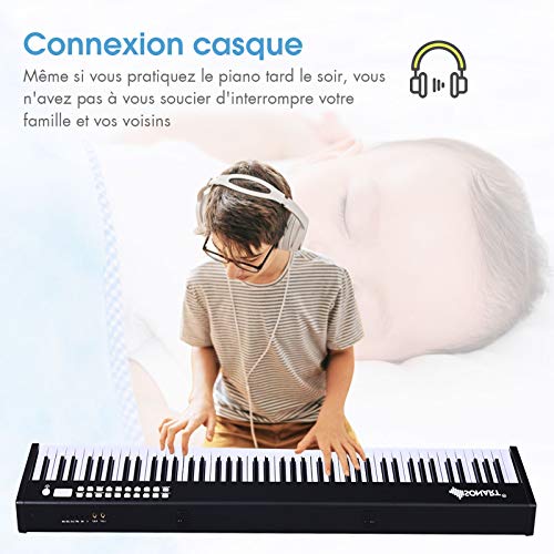 DREAMADE Piano Numérique Portable 88 Touches, Clavier Electronique avec Fonction de Transposition, Chargeur et USB Interface, Enfant ou Débutant (127×21,5×6,5 cm) - Les Beatles, Paul McCartney, John Lennon, RIngo Starr, George Harrison DREAMADE Piano Numérique Portable 88 Touches, Clavier Electronique avec Fonction de Transposition, Chargeur et USB Interface, Enfant ou Débutant (127x21,5x6,5 cm) – Image 5