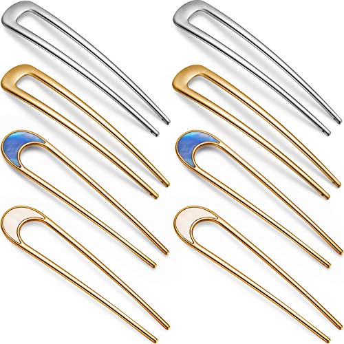 8 Pieces Metal U Shaped Vintage Hair Pin Hair Sticks Fork Sticks Hair Chignon Pins Hair Chopsticks for Woman Girls