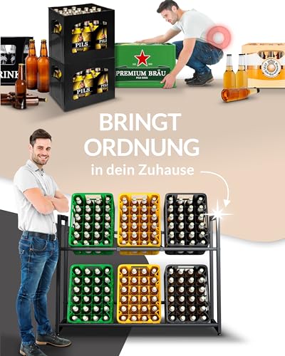 Getränkekistenregal für 6 Kästen aus Metall in Schwarz