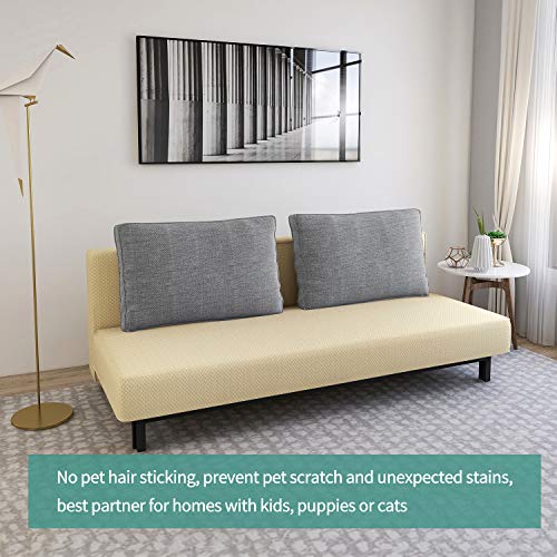 Yemyhom Futon Cover Latest Jacquard Design High Stretch Armless Sofa Bed Slipcover Anti-Slip Furniture Protector With Elastic Bottom (Futon, Beige) #TOP1