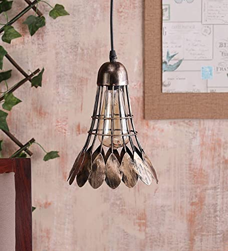 Image of DECOHOME Modern Hanging Ceiling Lamp Lights for Home & Decor | Premium Finish Pendant Light for Living Room, Bedroom & Dining Area | Stylish Indoor Lighting | Chandelier Lights (Shuttlecork-Gold)