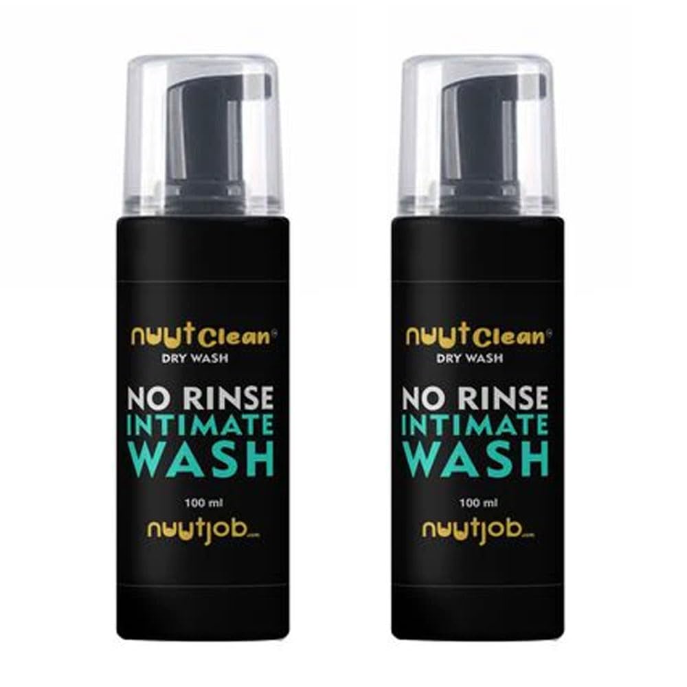 Nuutclean No Rinse Intimate Wash 3.4 Fl Oz, Gift Pack of 2 | Foam Wash | pH Balanced Intimate Hygiene Wash | Cruelty, Sulfate and Paraben Free | For Men and Boys