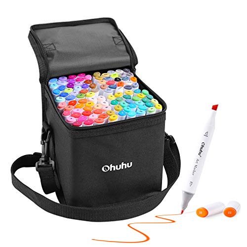 100 Colors Alcohol Art Markers, Ohuhu Double Tipped Coloring Marker Set, BONUS 1