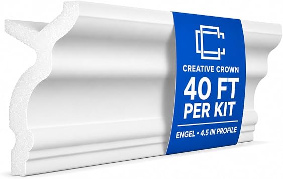 Creative Crown Engel 40 Ft Foam Crown Molding Kit with LED Channel, 4.5"