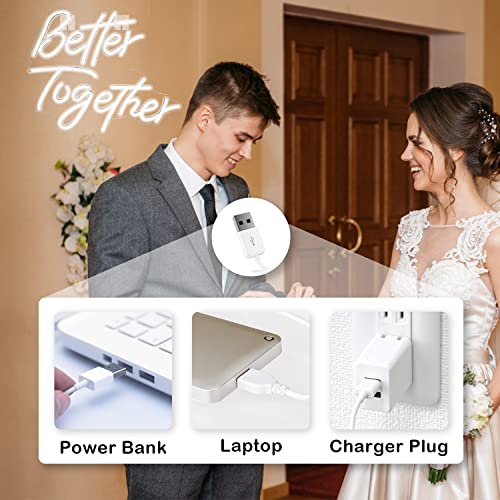 Image of Looklight Better Together Neon Sign Led Lights Decor for Room Wedding White Neon Signs Letters Neon Light for Wall Decor Wedding Engagement Celebrate Party Connectivity
