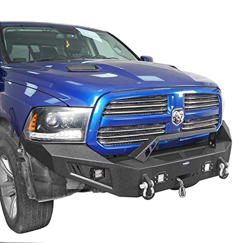 u-Box Ram 1500 Front Bumper Discoverer Full Width Bumper w/Winch Plate & 4 ×18W LED Spotlights for 2013-2018 Dodge Ram 1500 (Excluding Rebel) - Thumbnail 3