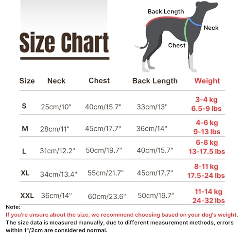 ESCCBOO Italienischer Windhund Onesie Kleidung, Rollkragen gestreiftes Shirt für Whippets Welpen, leichtes und dünnes Shirt für Frühling und Sommer (XX-Large)