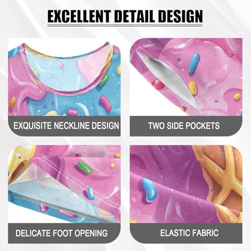 Pajama Sets Short Sleeve Ice Cream Cone Sprinkles Soft Cotton Summer Sleepwear 2 Piece PJS Size 5-14T3