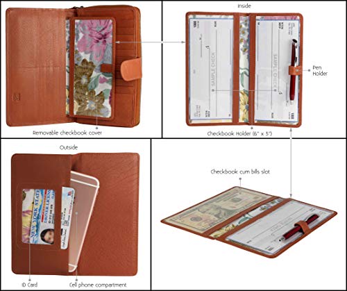 Image of Big Fat RFID Blocking Leather Organizer Checkbook Wallets For Women - Clutch