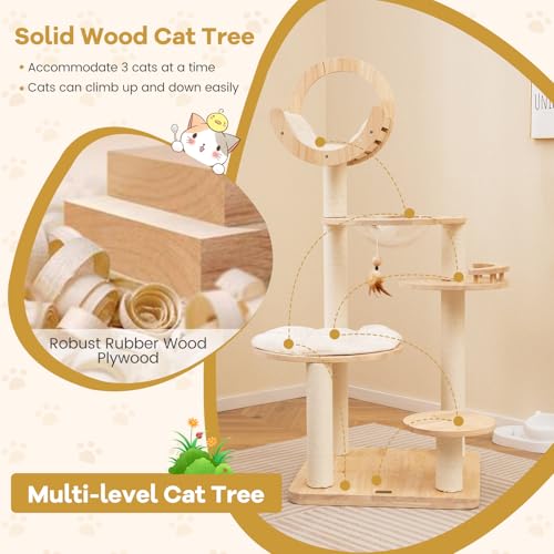 Árbol para Gatos de Madera 57 Pulgadas con Multiniveles miniatura 6