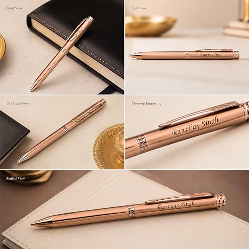 Image of SAVRI Personalized Parker Folio Antimicrobial Clon Copper Ball Pen with Name engraved on it. Best Gifting choice for Men and Women | Teachers | Weddings | Corporate | Employee.