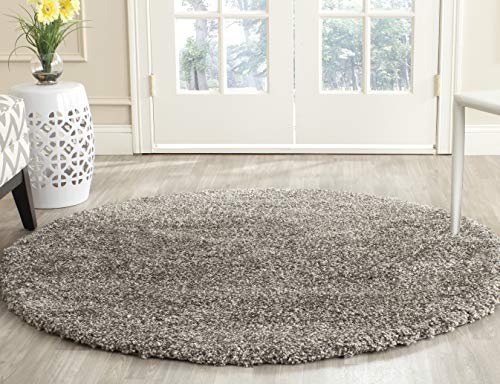 Safavieh Milan Shag Collection SG180-8080 Grey Round Area Rug (3' Diameter)