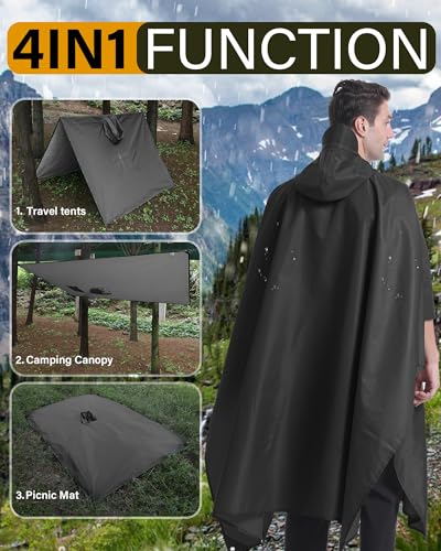 iCreek Hooded Rain Poncho with Pocket Waterproof Lightweight Unisex Raincoat Jacket for Hiking, Camping, Outdoor3