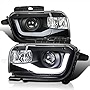 Spec-D Tuning LED Tube Black Projector Headlights Compatible with 2010-2013 Chevy Camaro, Left + Right Pair Headlamps Assembly
