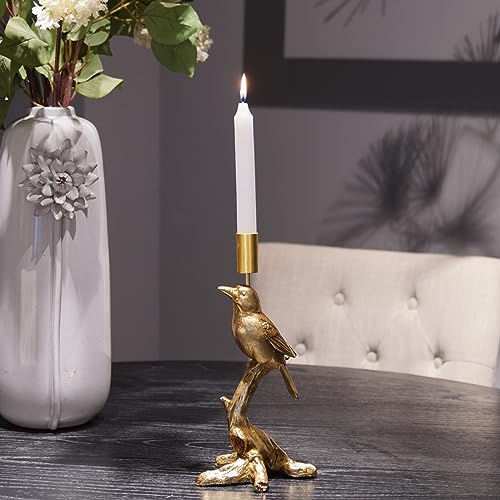 Candlestick Holder Indoor Home Decor - Resin Vintage Candle Holder Gold Bird Christmas Decorations Holiday Wedding Tabletop Centerpiece Candle Sticks Holder Decor 5.5 * 5 * 11.25 Inch Braxio