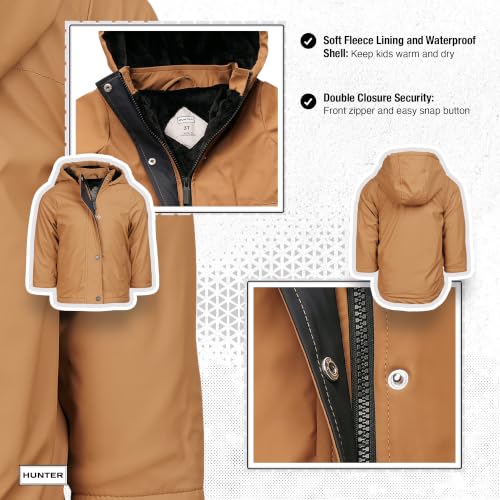 Image of Hunter Boys Plush Lined Rain Jacket - Waterproof Hooded Coat for Kids, Toddlers & Big Boys, Cold Weather Outerwear (2T-12)