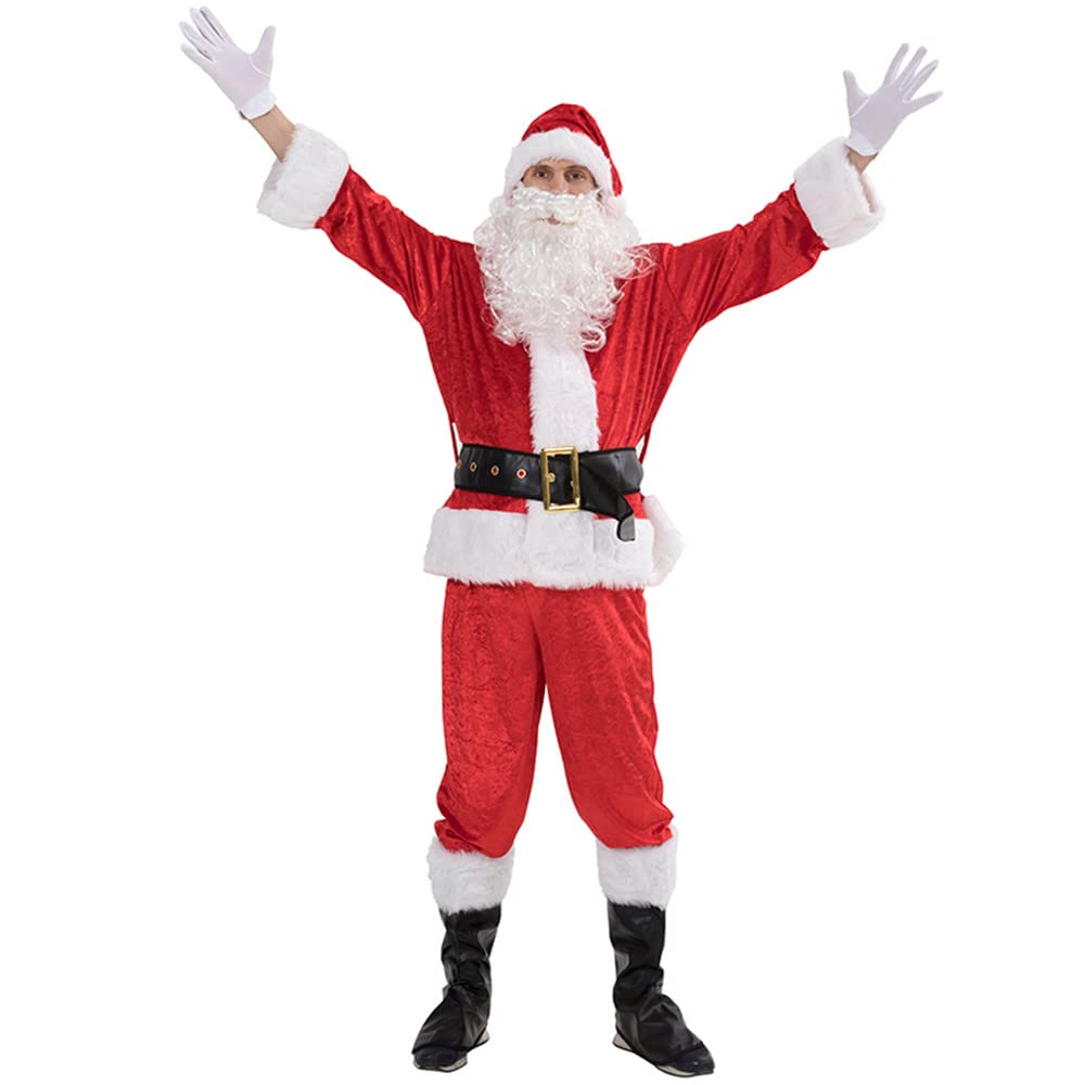 EraSpooky Costumes de noël pour hommes 7 pièces costume classique en flanelle tenue fantaisie