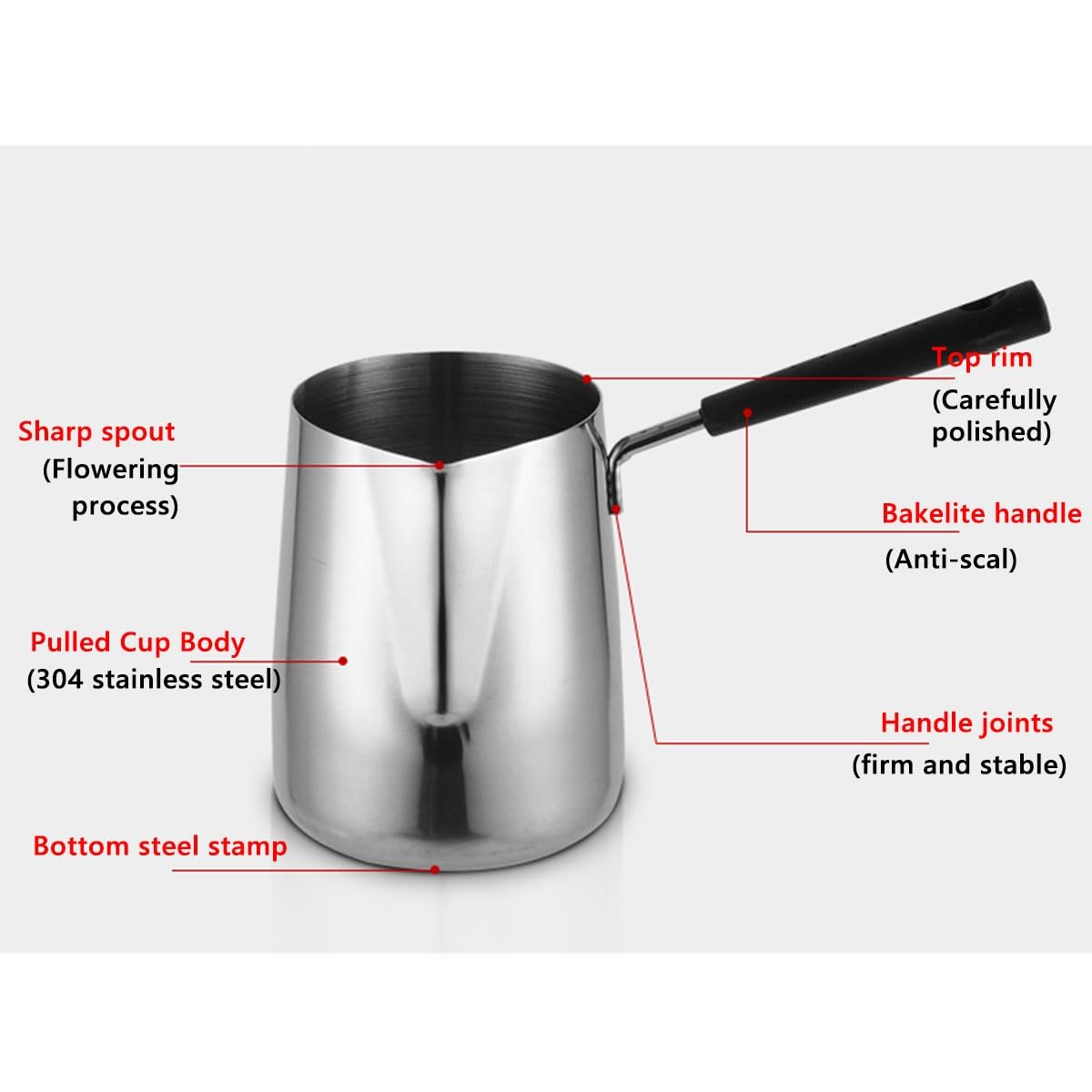 YCKEGEW Pichet À Lait À Long Manche Mousseur À Lait en Acier Inoxydable avec Balance Pichet À Mesurer 12oz 20oz 34oz, Pichet À Crème pour Machine À Espresso Accessoires (Color : Silver, Size : 600ml)