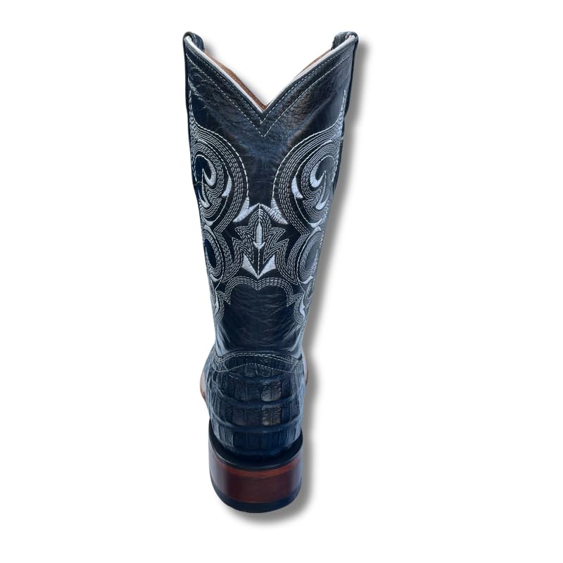 Image of Men's Alex Exotic Caiman Python Western Cowboy Boots Square Toe Pull On Tall Shaft bota de vaquero para hombre