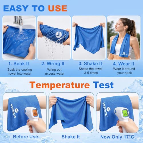 2 Pack Cooling Towels (47"x12"), Ice Cool Neck Towel, Soft Breathable Microfiber for Yoga, Golf, Gym, Running, Camping & Hot Weather - Image 5