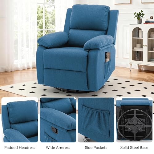 Image of Korser Recliner Chair, 360 Swivel Rocker Chair for Adults, Small Rocking Recliner for Small Spaces, Upholstered Fabric Glider Recliner Nursery