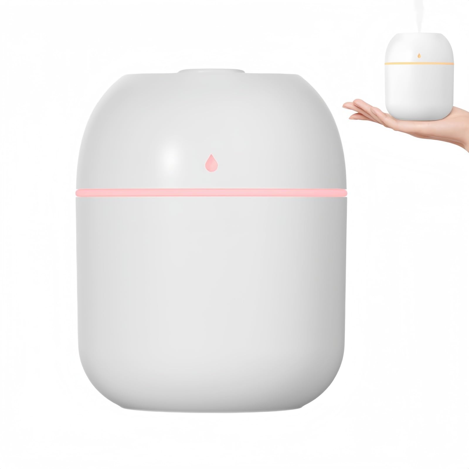 Portable Mini Humidifier,Small Cool Mist Humidifier,Personal Desktop USB Powered, Super Quiet for Travel Car Office Bedroom with Night Light,2 Mist Modes,Auto Shut-Off,Humidifier for Bedroom Plants