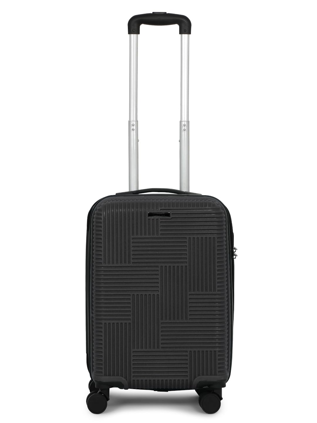 Teakwood Andaman Textured Zigzag Stripline Unisex Check-in Hardside Cabin Trolley Bag with Secure Number Lock System 360 Degree Rotating 8 Wheels (56 CM, Black) discount deal