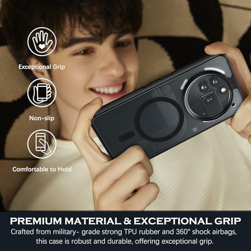 Image of GUAGUA Polycarbonate For Nothing Phone 3A Pro Case, [Compatible With Magsafe] Magnetic Anti-Scratch Translucent Matte Back Slim Shockproof Case Phone Cover,Black