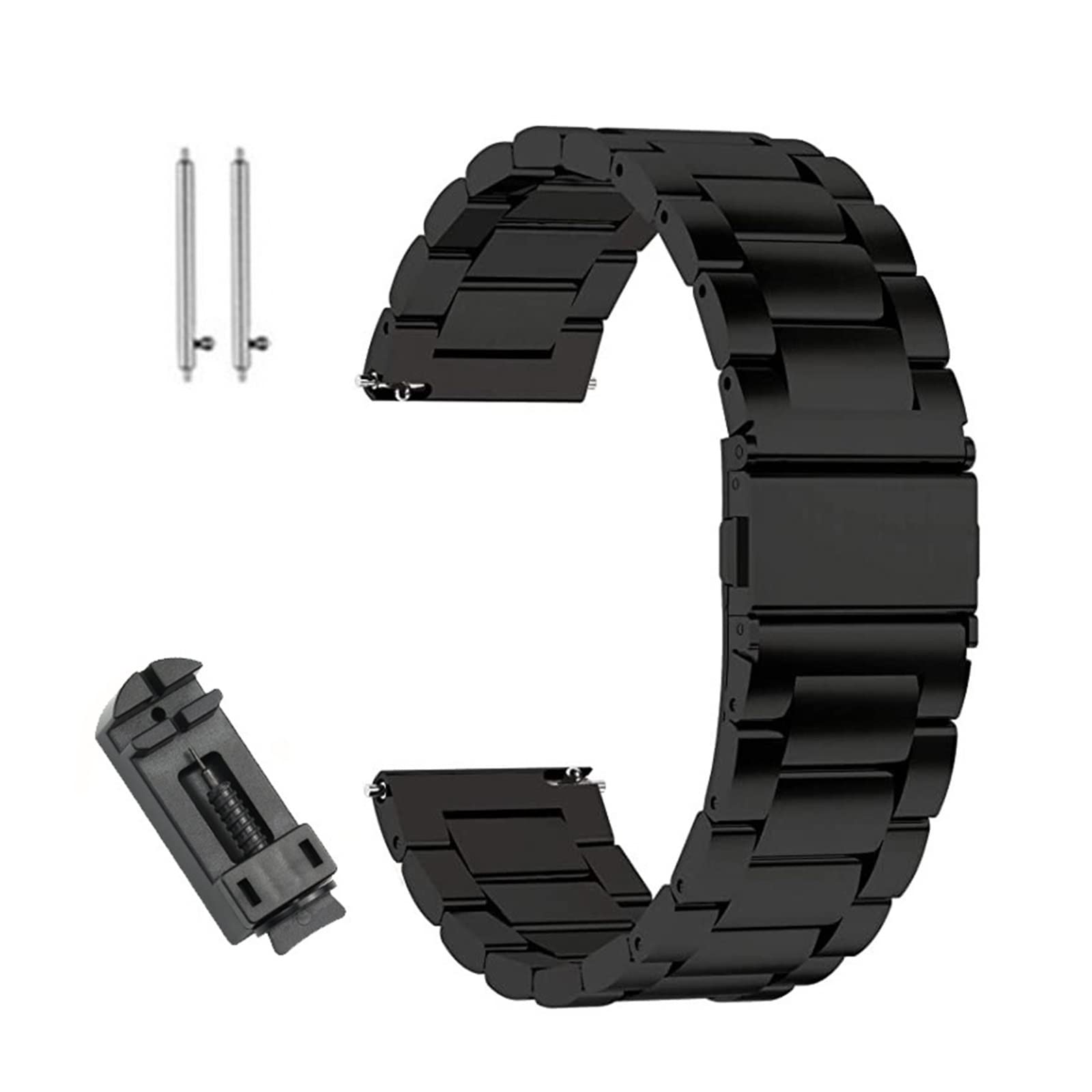 Pasek do inteligentnego zegarka 18 mm 20 mm 22 mm 24 mm, pasek do zegarka/zegarek ze stali nierdzewnej Metalowe paski dla mężczyzn i kobiet, kompatybilny z inteligentnym zegarkiem (zwart 24 mm)