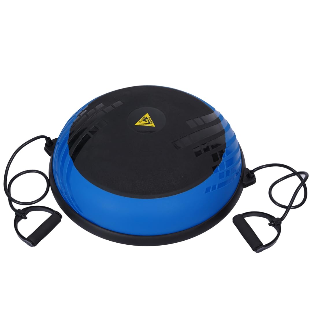 De Jure Fitness 60CM Half Balance Ball Inflatable Yoga Bosu Ball for Home  Gym Workouts Includes Resistance Bands Foot Pump Core Trainer