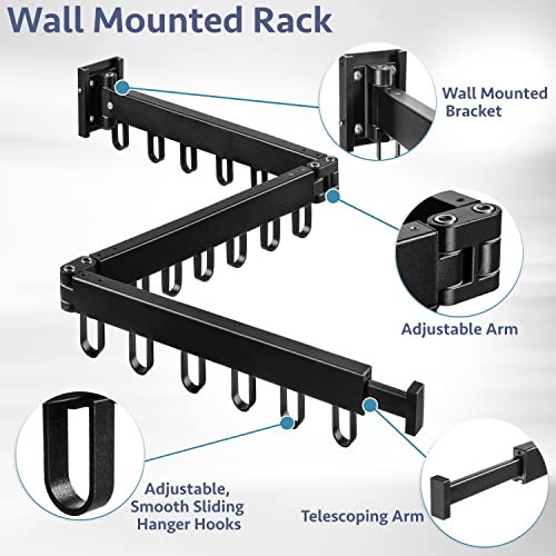 Luxe-Laundry-Premium-Wall-Mounted-Clothes-Drying-Rack-Aluminum-Wall-Mounted-Foldable-Tri-Fold-Collapsible-Space-Saving-Clothes-Drying-Rack-for-Laundry-Room-Wall-Dry-Wall-Jet-Black Luxe Laundry Premium Wall Mounted Clothes Drying Rack Aluminum Wall Mounted Foldable Tri Fold Collapsible Space Saving Clothes Drying Rack for Laundry Room Wall Dry Wall Jet Black