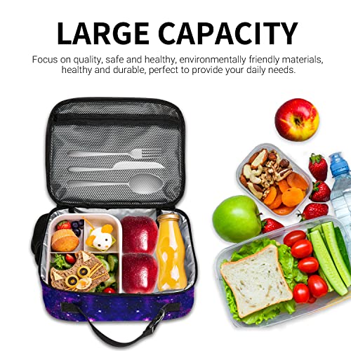 Galaxy Lunch Box, Cooler Galaxy Lunch Bag With Detachable Buckle Hand Strap, Large Capacity Durable Lunch Tote Bag With Side Pocket For Men Teens Boys(Galaxy) #TOP5