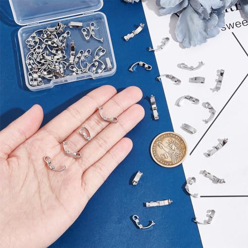 UNICRAFTALE 60Pcs Fold Over Clasps 10mm Stainless Steel Jewelry Clasps Snap Lock Clasps Metal Jewelry Extender Micro Fold Over Clasps Bracelet Clasps for DIY Jewelry Making - Image 4
