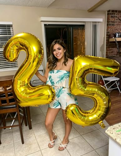 Image of Number Balloons 0 Balloon 40 inch Gold for 10th Birthday Party Decoration | Saturated Color, Large 40 inch, With Straw & Hanging Holes, For Back-To-School Season, Thanksgiving, Christmas, New Year