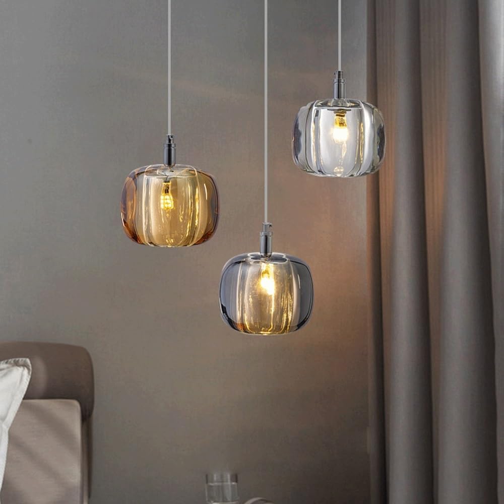Mini Lights, Glass Hanging Lamp, Contemporary Farmhouse Lighting Fixtures with Adjustable Cord, Kitchen Island Hanging Chandelier for Dining Room Re/B/11Cm