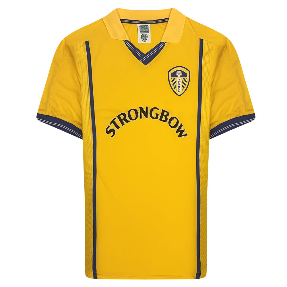 Score Draw Leeds United 2001 Away Retro Football Shirt Yellow X-Large Polyester