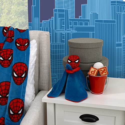Image of Marvel Spiderman Blue and Red Super Soft Security Baby Blanket
