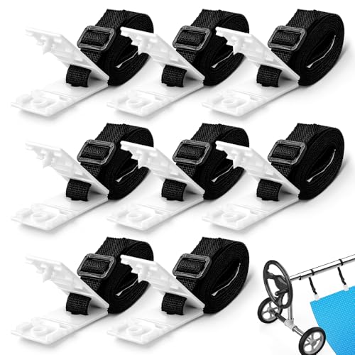 Riisoyu 8 Piezas Cinta Enrollador Piscina, Kit De Fijación para Carrete De Cubierta Solar de Piscina Universales Correas de Sujeción Cubierta de Piscina, para Solar y Manta de Piscina
