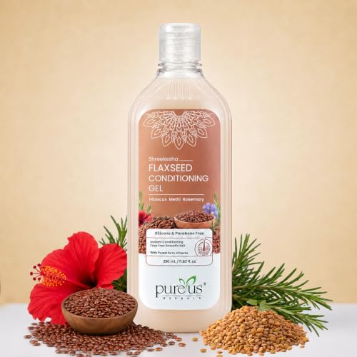 Image of Pureus Herbals Flaxseed Conditioning Gel | Hibiscus, Methi & Rosemary | Conditioner for hair Frizz Control | 350ml
